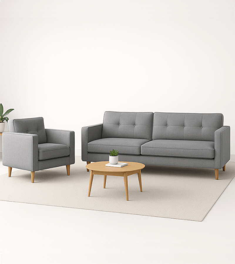 Modern Grey Fabric Sofa - 1