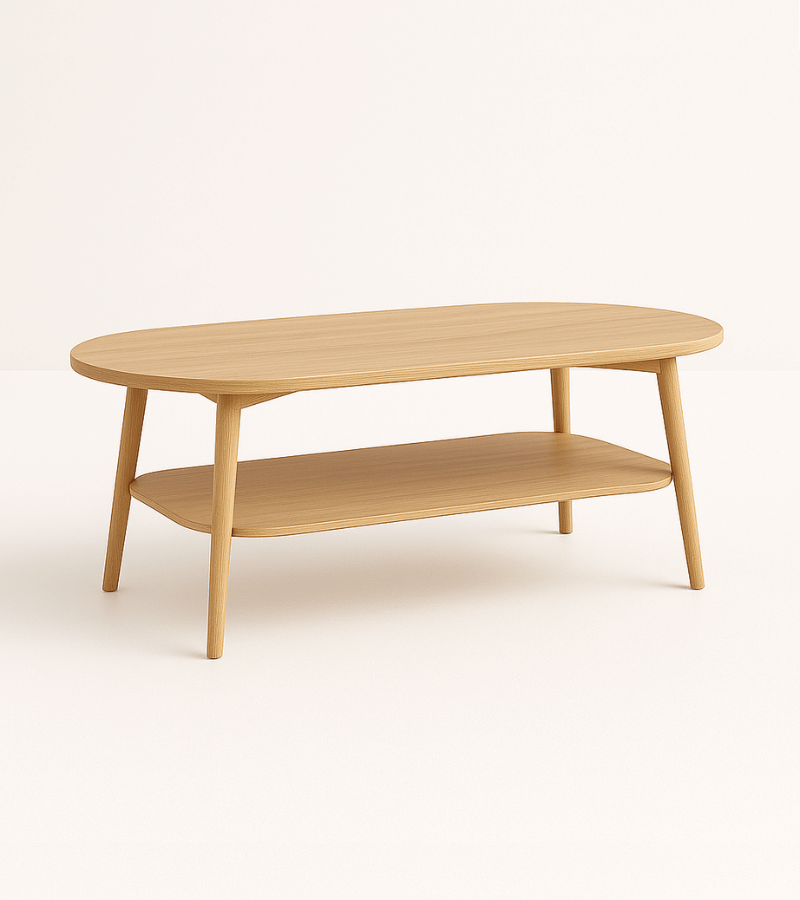 Scandinavian Wooden Table with Shelf - 2