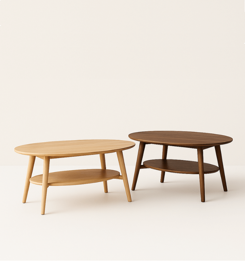 Scandinavian Wooden Table with Shelf - 1